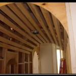 Sheetrock Installation Arched Ceiling and Spiral Staircase